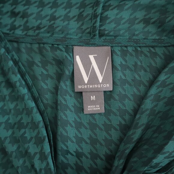 Worthington Houndstooth Satin Blouse with Neck Tie | M - Picture 2 of 5